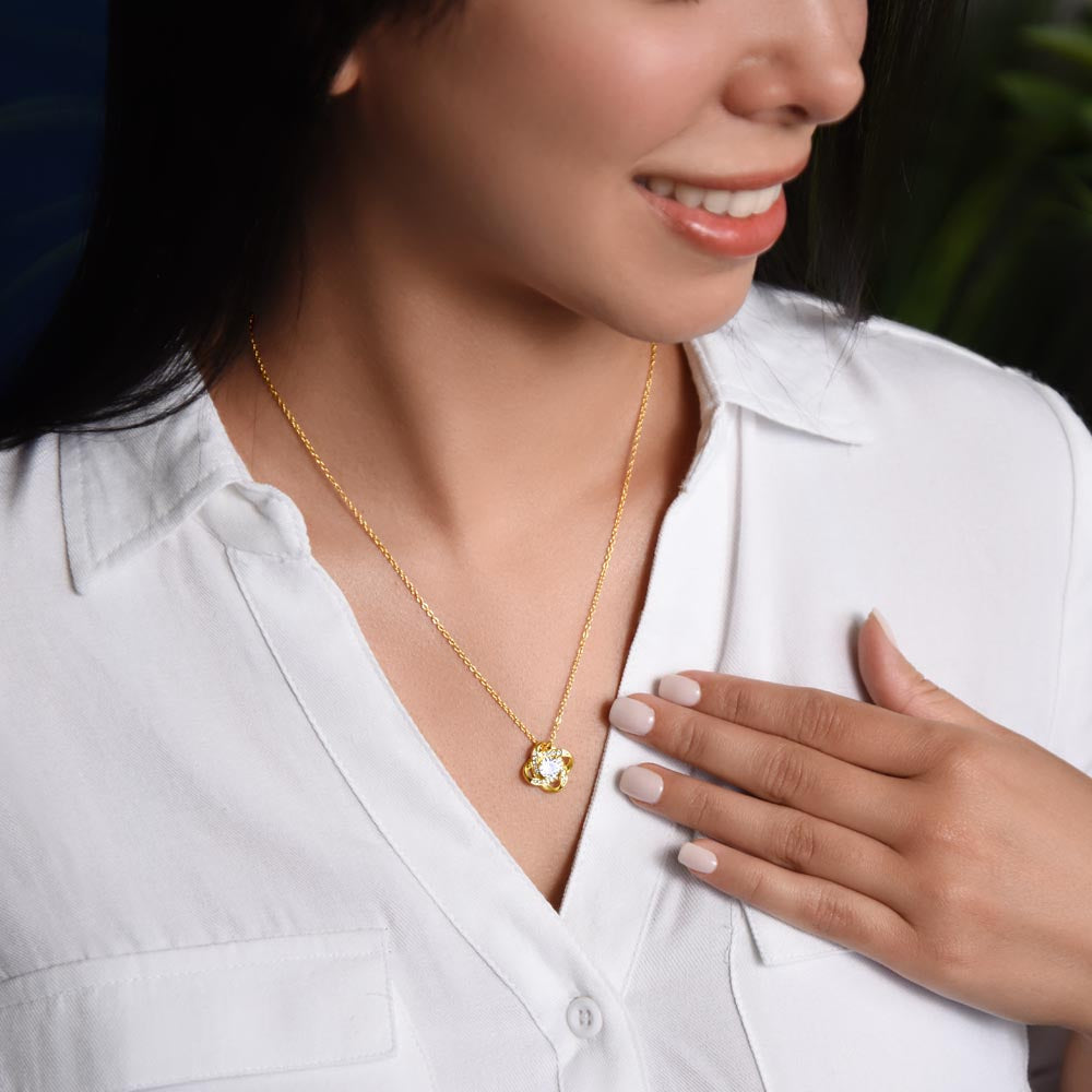 Daughter Closed My Eyes, Love Knot Necklace, Gift For Daughter From Parents