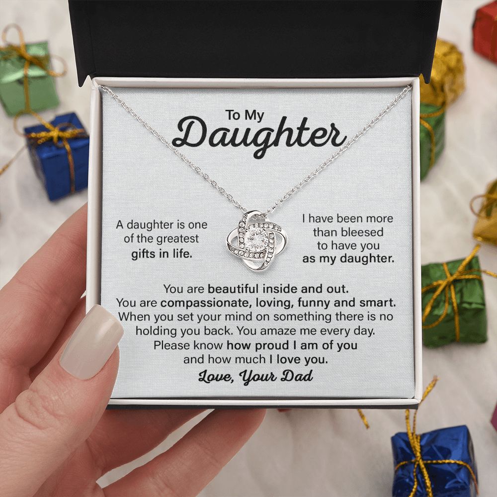Daughter Gift In Life, Love Knot Necklace, Gift For Daughter From Dad