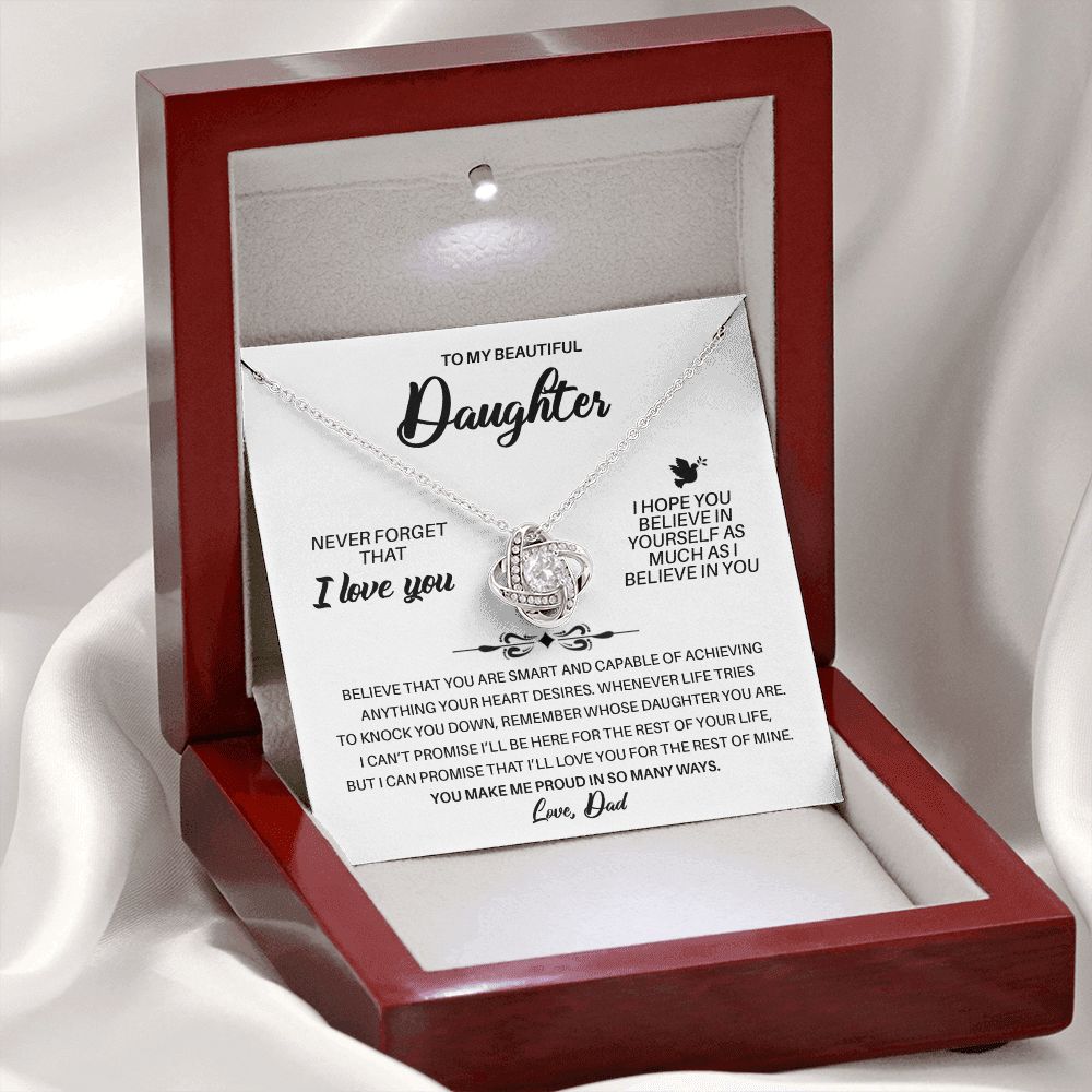 To My Daughter - You Make Me Proud In So Many Ways - Love Knot Necklace Gift
