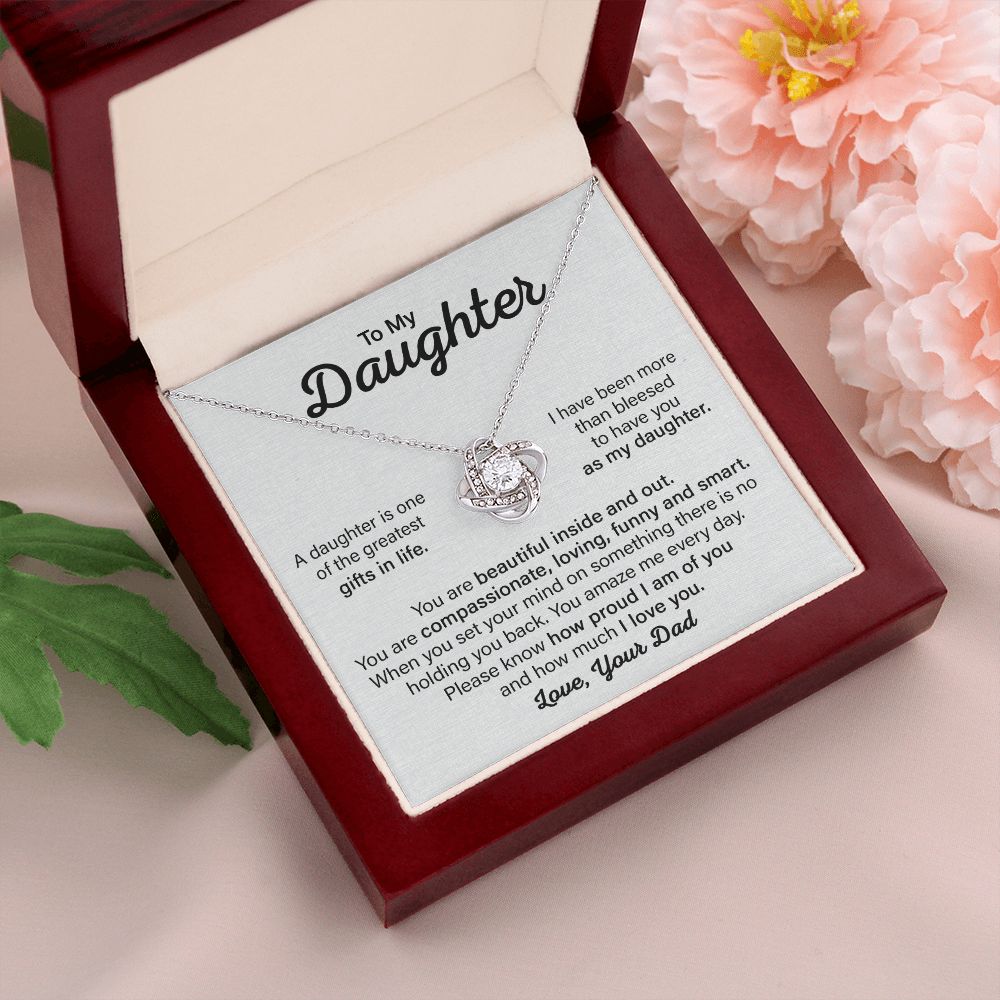 Daughter Gift In Life, Love Knot Necklace, Gift For Daughter From Dad