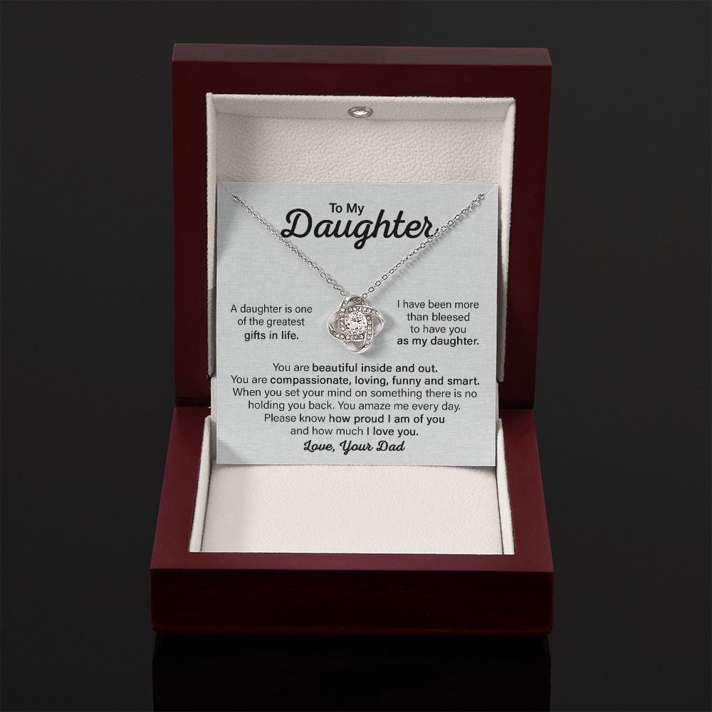 Daughter Gift In Life, Love Knot Necklace, Gift For Daughter From Dad