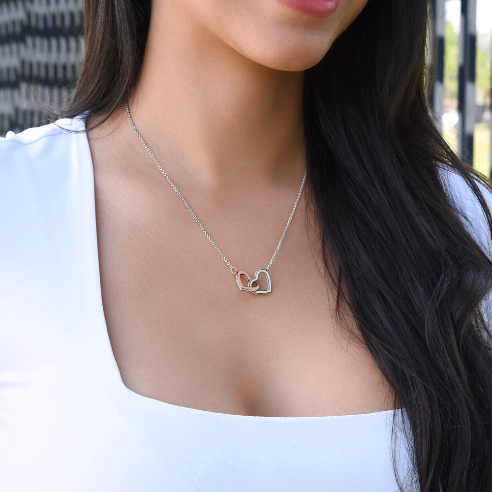 Granddaughter Your Journey, Interlocking Hearts Necklace, Perfect Gift for Granddaughter From Grandpa