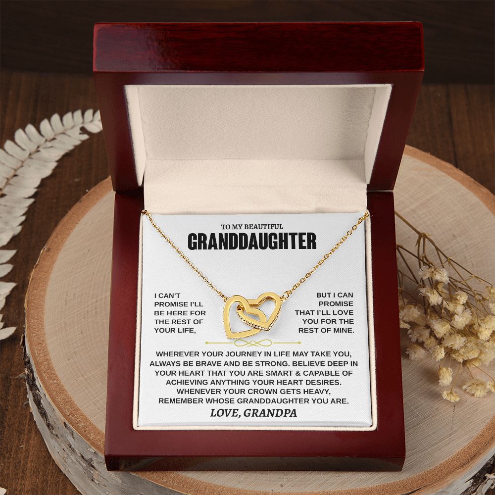 Granddaughter Your Journey, Interlocking Hearts Necklace, Perfect Gift for Granddaughter From Grandpa