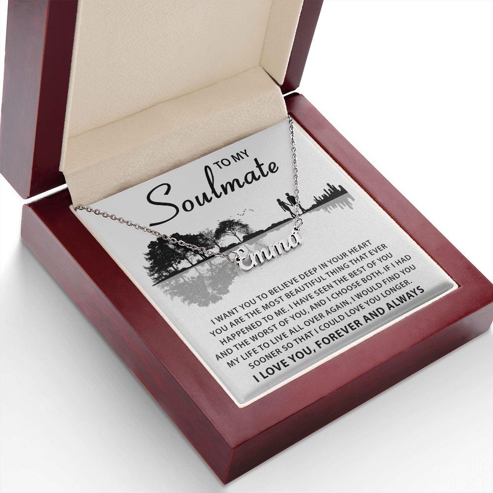 Soulmate Deep In Your Heart, Personalized Name Necklace, Custom Jewelry Gift For Her